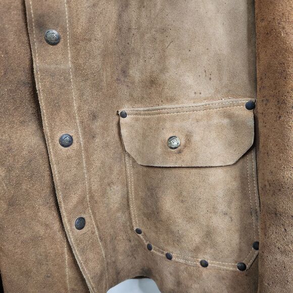 Black Stallion Vintage 30WC Split Cowhide Snap Button Leather Welding Jacket XL - Picture 10 of 12